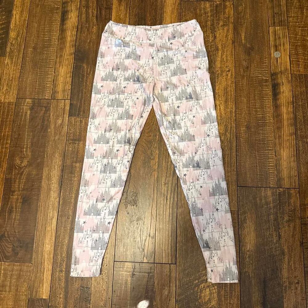 Disney parks pink leggings with castle print